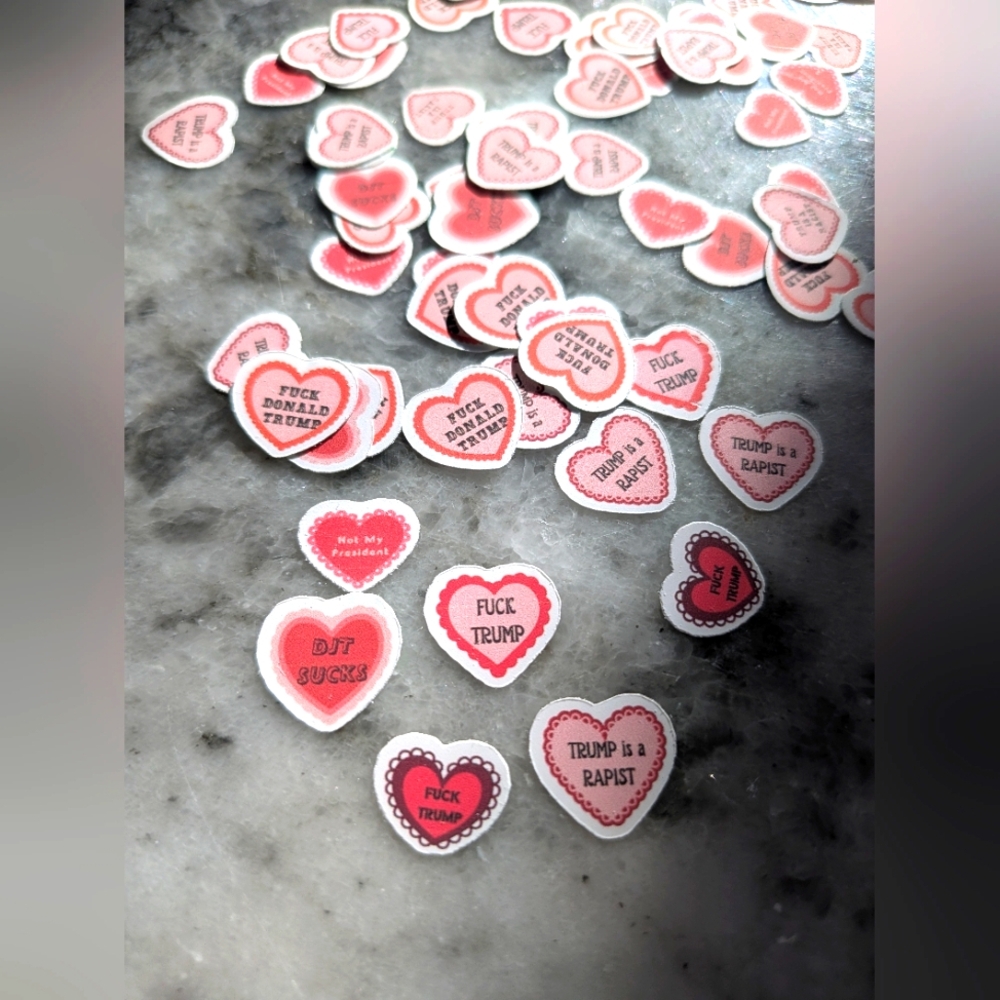 Anti-Trump Tiny Heart Confetti Stickers | Protest Sprinkles- 150 Count